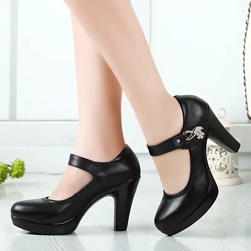 

Women Heels Shoes Woman Genuine Leather Wedding Shoes Loafers Mary Jane Ladies Shoe Platform Heels Luxury Pumps Designer 32-43