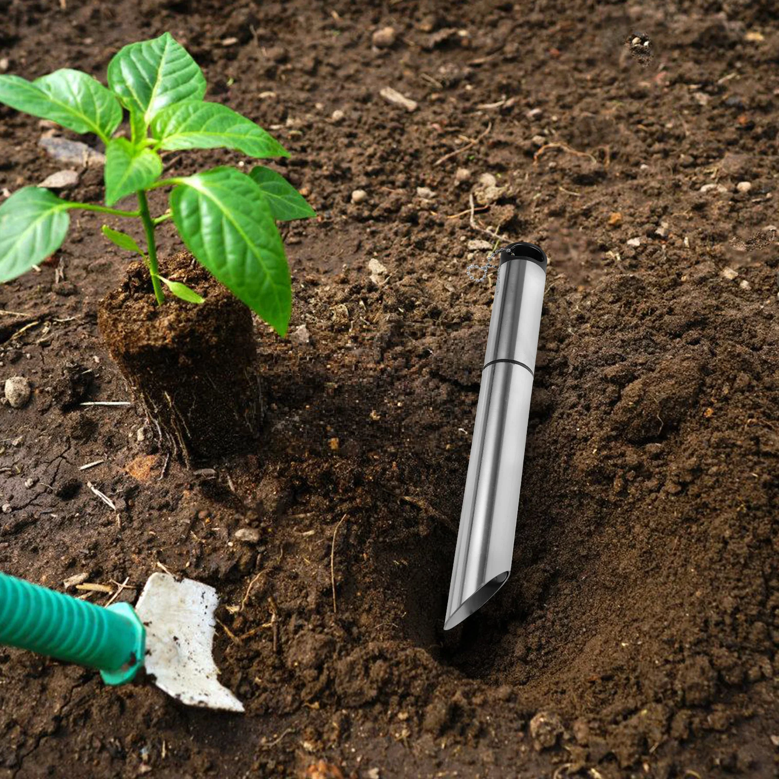 دليل زراعة حفار الفولاذ المقاوم للصدأ المحمولة ثقب لكمة زارع أداة البستنة التربة الإصدار أداة Multitool المحمولة حفار