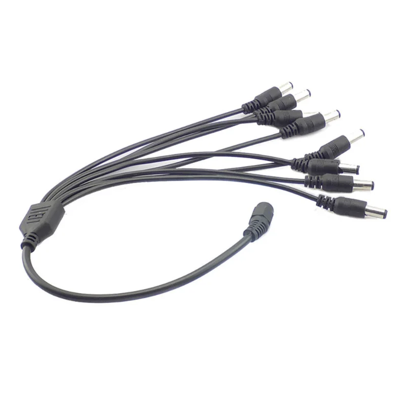 2.1*5.5mm 1 Female To 2 3 4 5 8 Male DC Power Splitter Plug Cable for CCTV Security Camera Accessories Power Supply Adapter