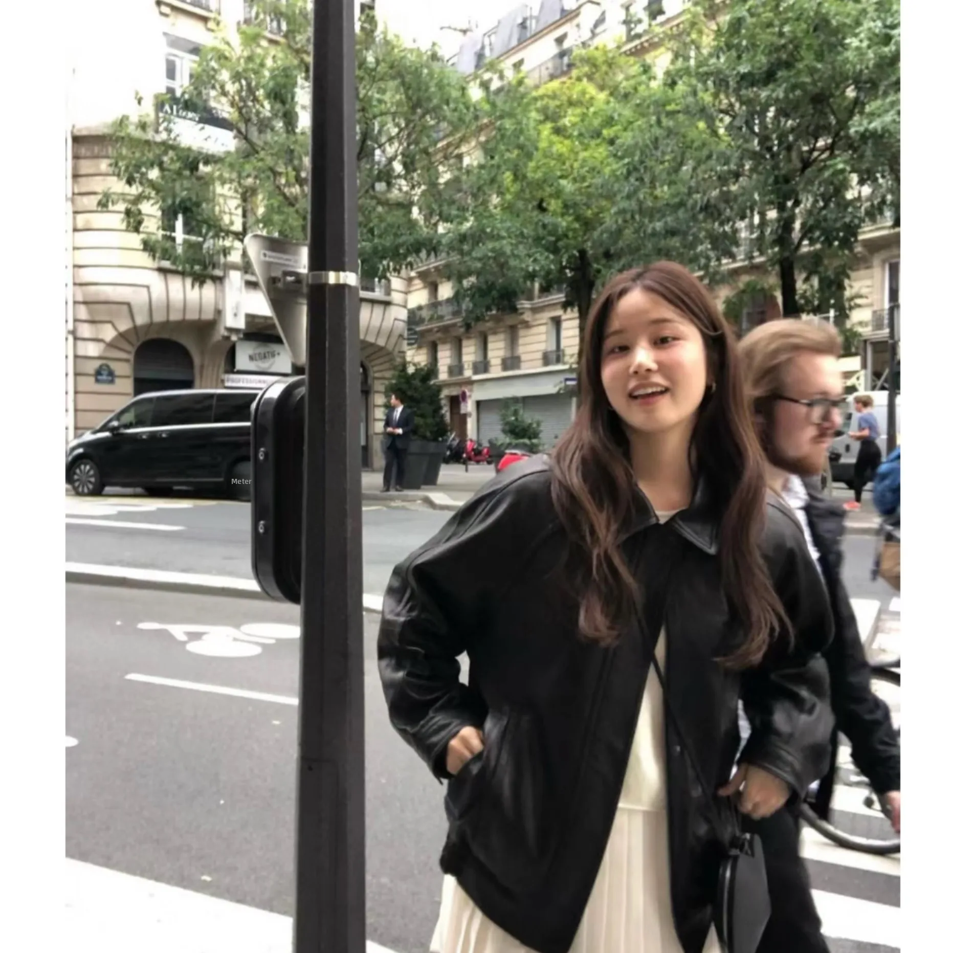 Jaet de cuero informal de alta calidad para mujer, Color puro, Retro Sle Dongda Gate Ounce, prendas de vestir exteriores defectuosas, para ir al trabajo, Sle Long...