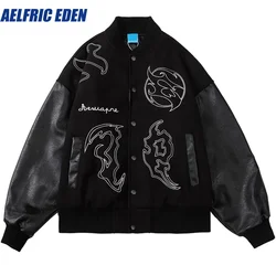 Aelfric Eden Mens Patchwork Baseball Jacket Hip Hop Varsity Retro Embrodiery Bomber Coats Harajuku Casual Varsity College Jacket