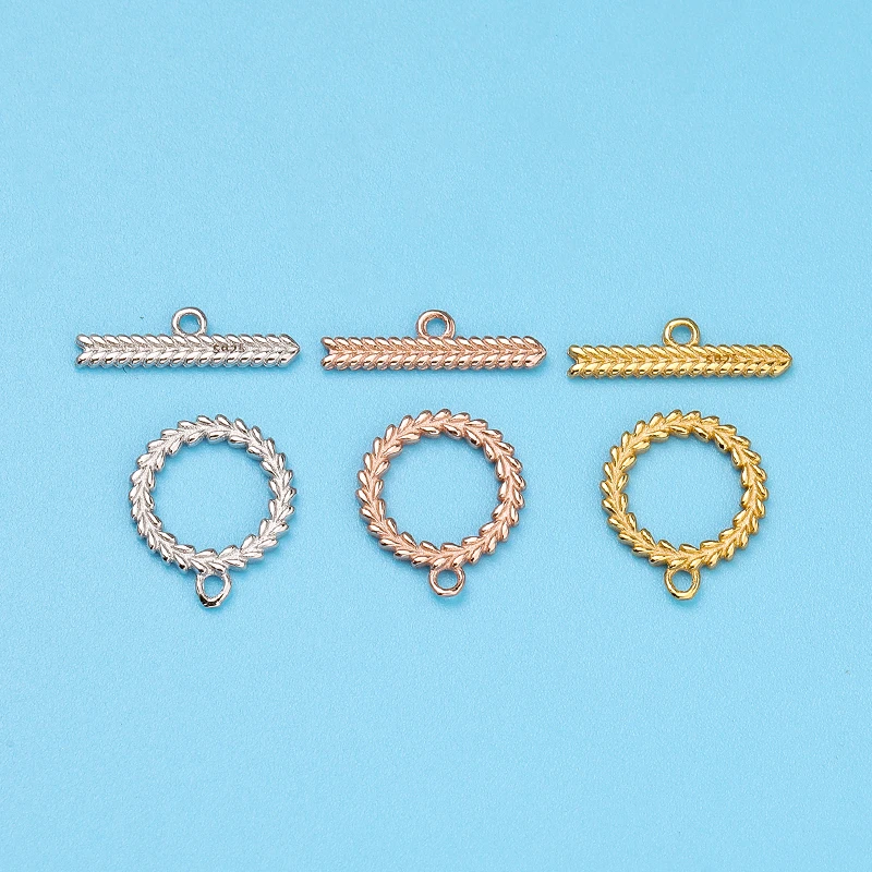 

S925 sterling silver round ears of wheat OT buckle diy necklace ending accessories