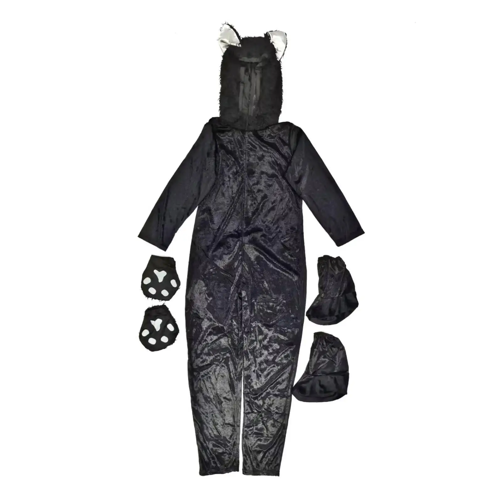 Cat Costume Comfortable Cat Costume with Tail Animal Role-Play Outfit Easy-to-Wear Katzenjumpsuit Weich for Child, Halloween