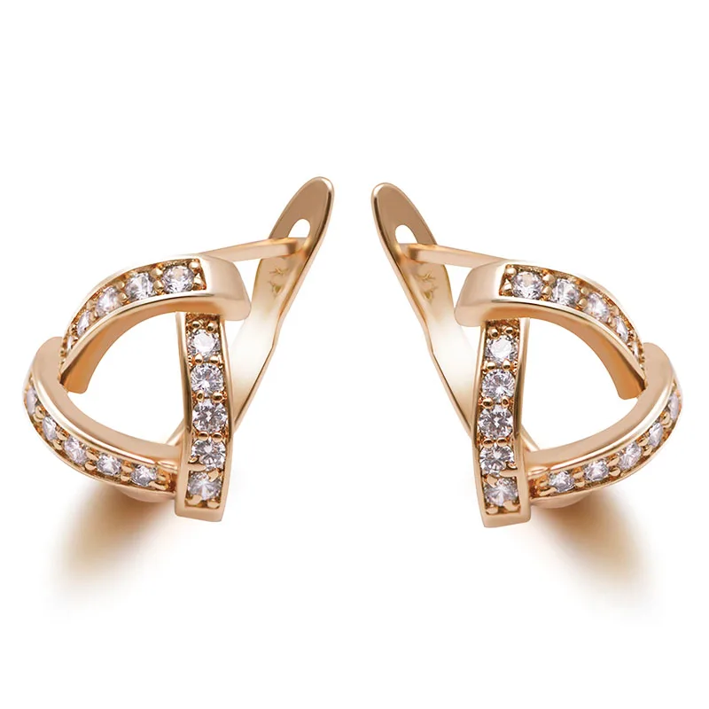 MxGxFam ( Promotion ) Gold Plated Triangle Hoop Earrings For Women Fashion Jewelry AAA+ Cubic Zircon Good Quality