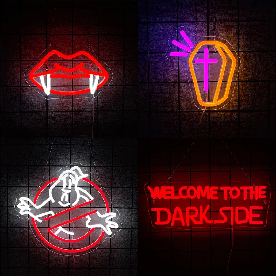 Inspired Light for Game Rooms Man Cave Bars Halloween Day Party Decor，Welcome to the Dark Side Neon Signs for Wall Decor