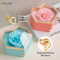 2025 New Mother's Day Gift for Women Customize Name Heart Necklace Rose Jewelry Box Birthday Valentine's Day Teachers' Day Gifts