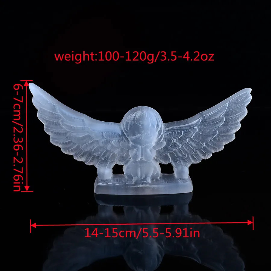 1PCNatural White Selenite Angel girl Model Statue Girl Naked Female Model Figurine Amethyst Quartz Crystal Engraving Home Decor