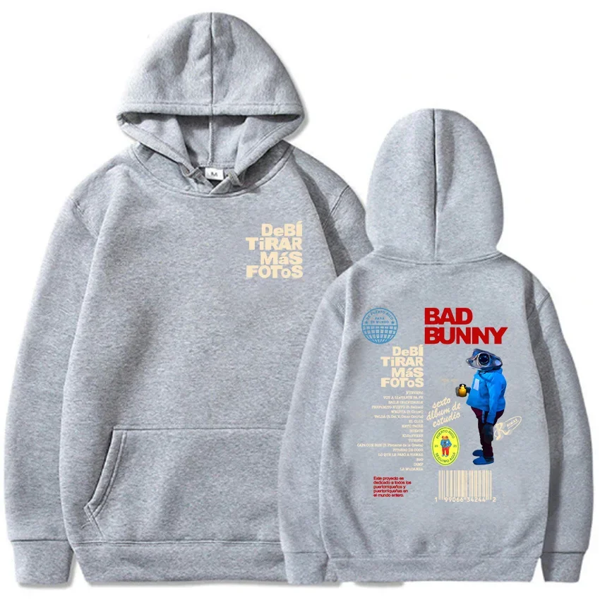 2026년 신상 앨범 패션 배드 버니 DTMF 데비 티라르 마스 포토스 후드티 스웨트셔츠 여성용 후드 겨울 풀오버