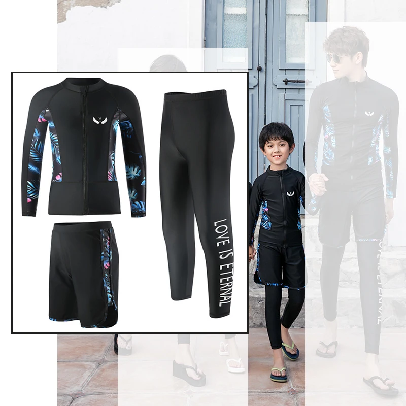 Boys\' Girls Swimwear Kids Long Sleeve 3-4pcs Rash Guard Tops and Bottoms Full Body UV Sun Protection in 3-10 Years Wetsuit