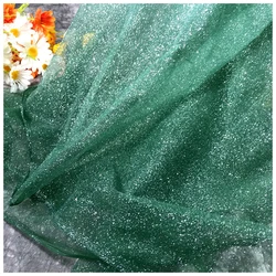 Green Mesh Tulle Sequins Fabric 2 Meters Glitter Powder Sparkling Gauze Wedding Dress Net Yarn Sewing Material 150cm 57