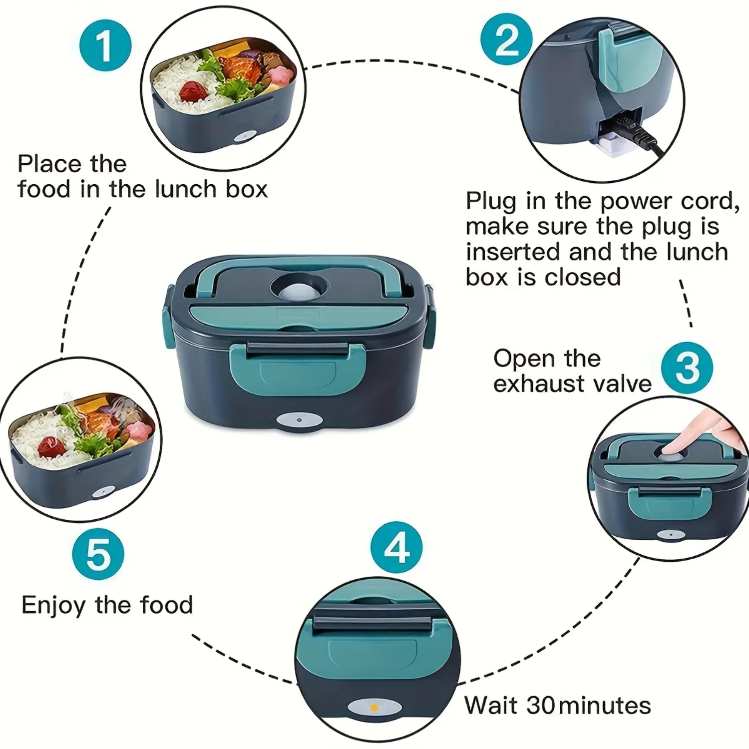 Lunch Box Food Heater - Portable Food Heater For Cars And Homes - Leak Proof, Lunch With 1 Hot Microwave For Truck Drivers And R