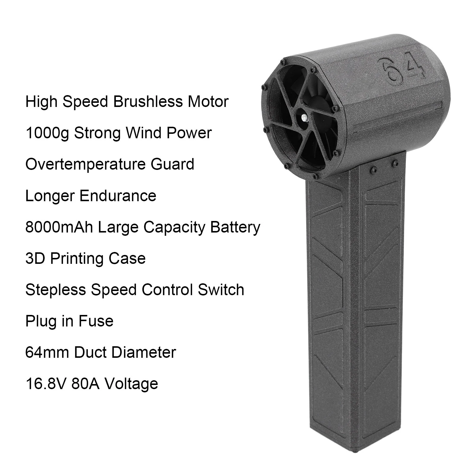 منفاخ مروحة توربينية محرك بدون فرشاة قبضة مريحة 16.8 فولت 80A 8000 مللي أمبير بطارية منفضة هواء كهربائية لإزالة الغبار الصناعي