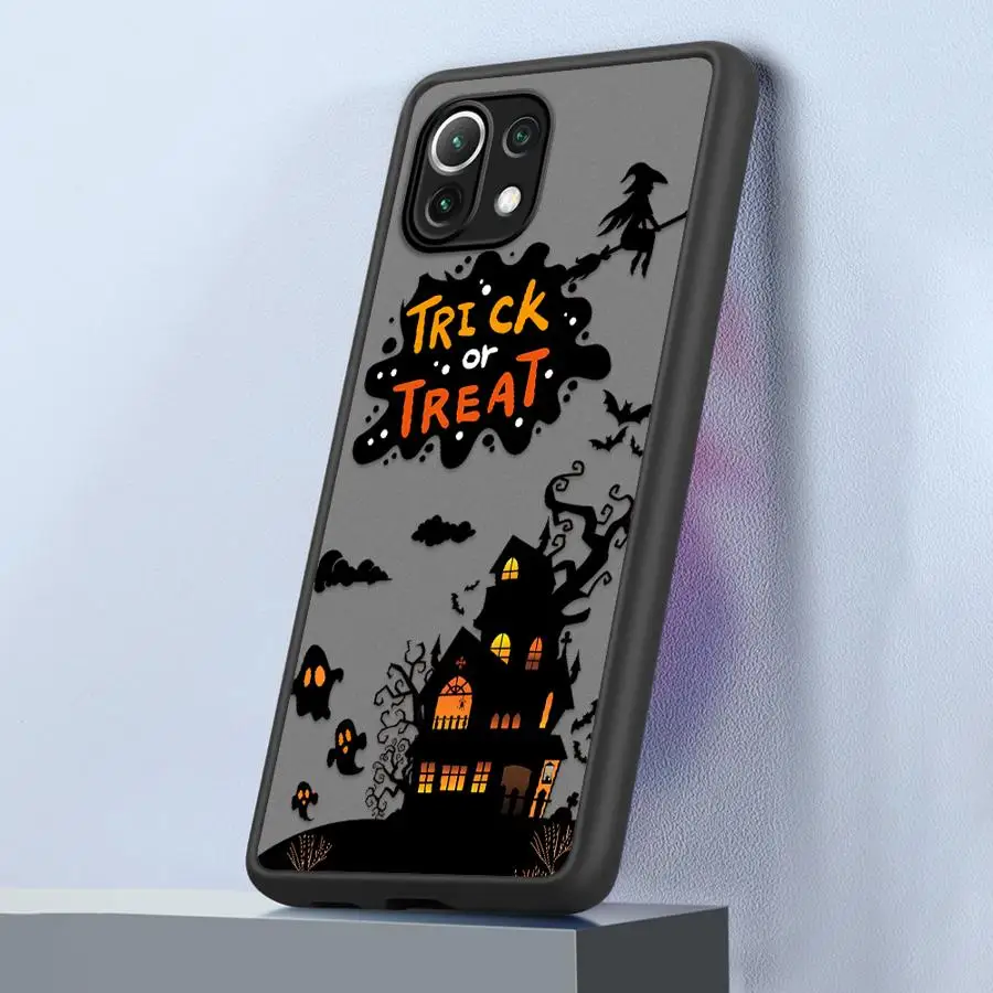 Happy Halloween Castle Bat Witch Back Phone Cover Case for Xiaomi Poco X3 NFC X3 X4 X5 Pro C50 C51 M5s C40 F3