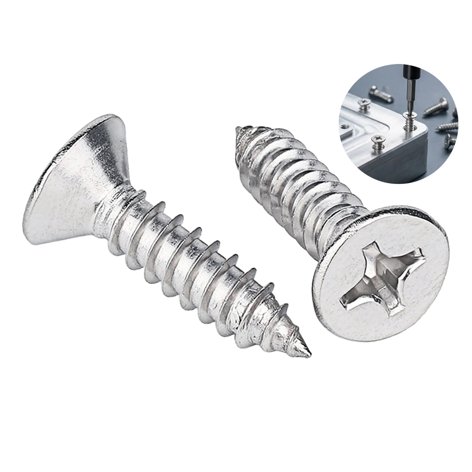 100pcs M4 Stainless Steel Nickel Plated Black Cross Recessed Head Self Tapping Screws Hardware