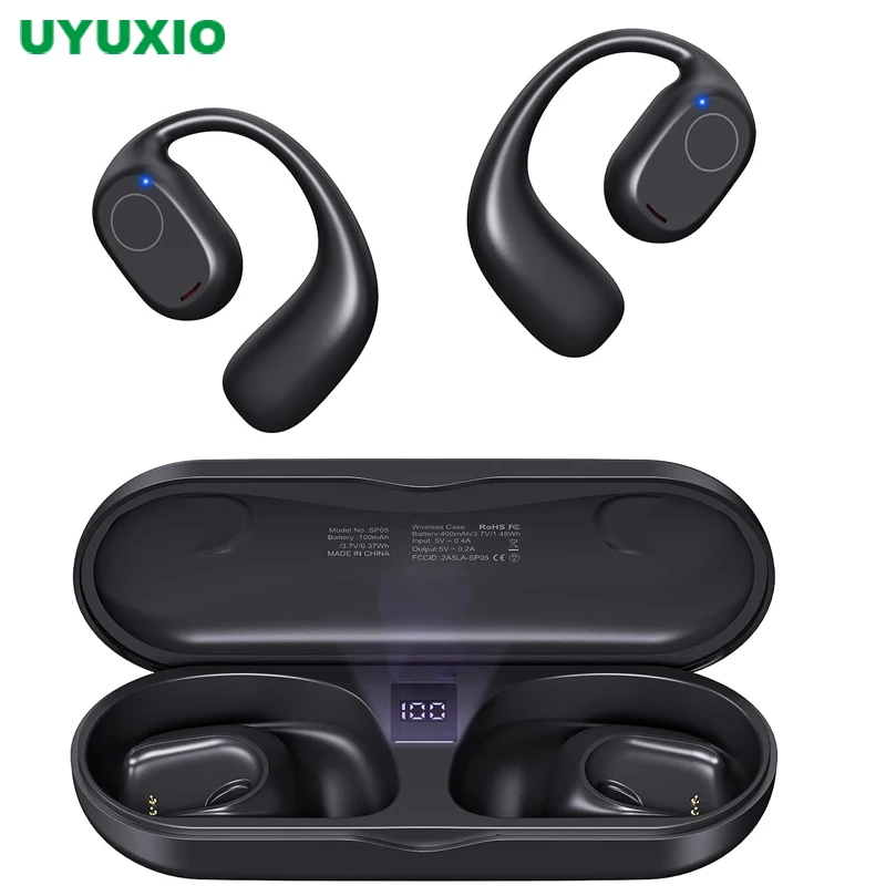 UYUXIO OWS Open Ear Wireless Earbuds with Digital Display 40 Hours Playtime Headphones BT 6.0 Ear Buds Earphone for Sports — product photo 1 of 1