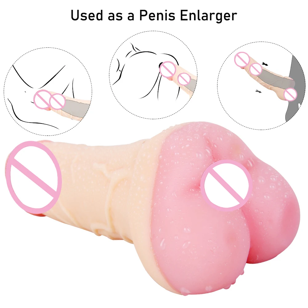 Realistic Big Penis Enlarger Sleeve With Pussy Real Vagina Anal Plug Sex Toys For Men Women Three Uses Adult Erotic Supplies