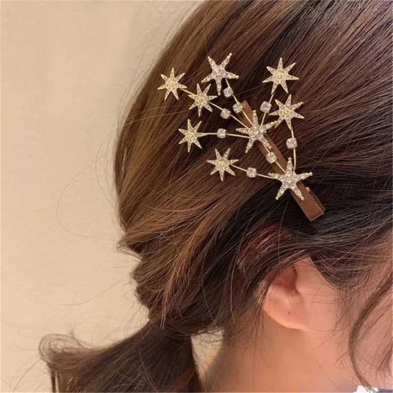 New Women Luxury Elegant Shining Full Stars Silver Gold Hair Clips Sweet Ornament Headband Hairpin Fashion Hair Accessories