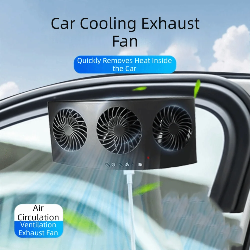 High Wind Power Car Exhaust Fan 2 Head Design 3 Head Design Ventilation Fan Cooling Function Heat Dissipation