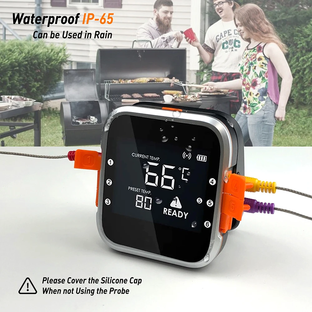 Smart Remote Digital Bluetooth Barbecue Grill Cooking Food Wireless Meat Thermometer For BBQ Oven Kitchen With 6 Aluminum Probe