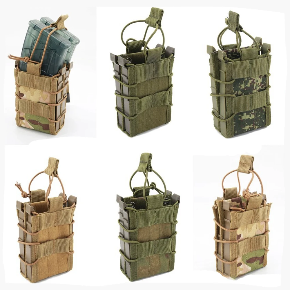 

Tactical MOLLE Airsoft Airgun Double Mag Pouch for AR15/M4/16 5.56 Rifle&Pistol, Hunting Vest Accessory, Durable Magazine Holder