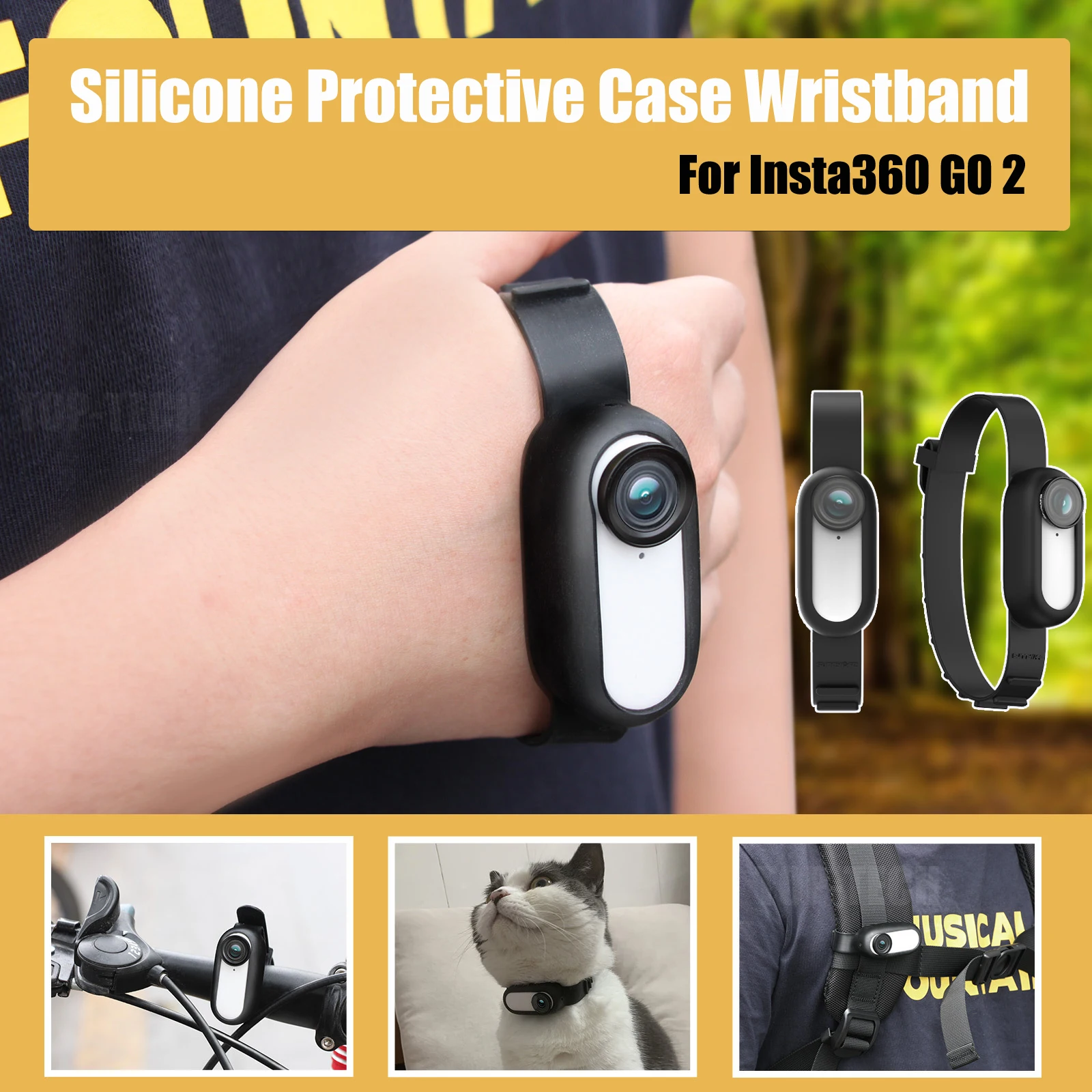 Silicone capa protetora para insta360 go 2 pulseira mochila bicicleta gato colar cinta câmera acessórios