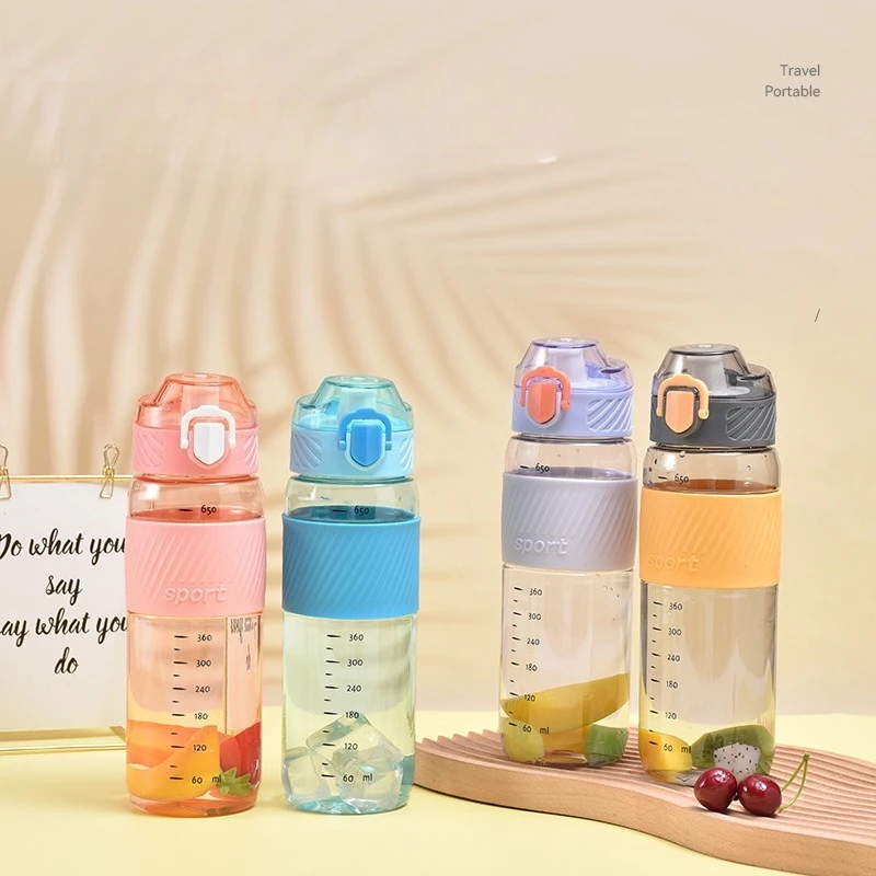 500ml Drinkware New Fashion Sports Water Bottle Transparent Cup with Scale Plastic Drinking Bottle for Car Portable Handy Cup