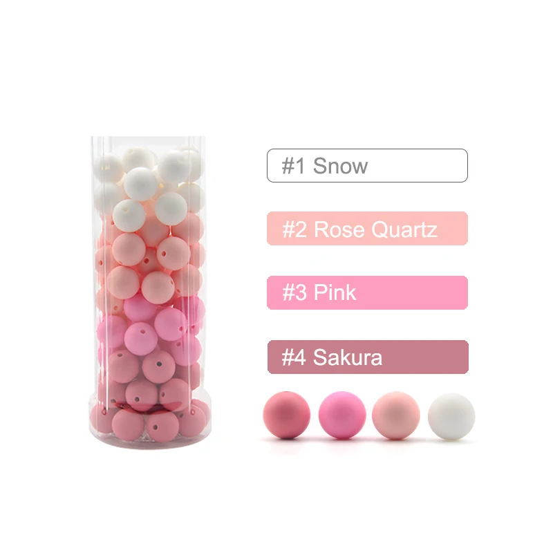 LOFCA 50pcs/lot 12mm Silicone Loose Beads Safe Teether Round Baby Teething Beads DIY Chewable Colorful Teething For Infant