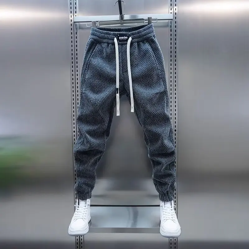 Printemps et automne hommes sarouel zèbre rayé pantalon Sport vêtements Cargo pantalons de survêtement brossé taille ample pantalon polyvalent