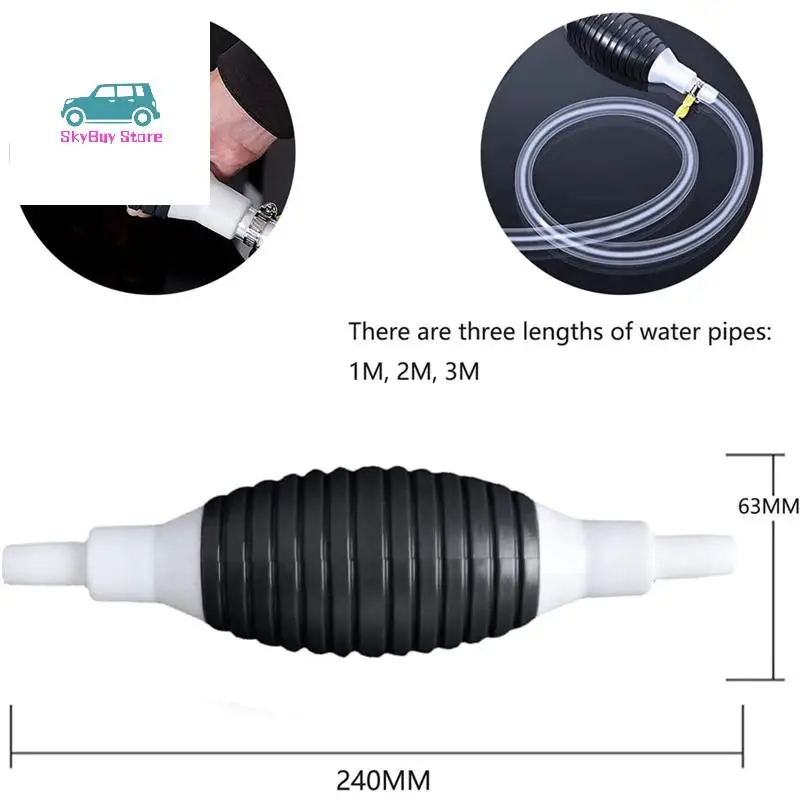 2X multifunctionele vloeistofzuigerpomp, handmatige brandstofoverdrachtpomp benzine sifonslang, draagbare sifonpomp (2 meter)