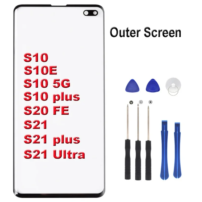 High Quality Front Glass Panel For Samsung Galaxy S10 5G S10 Plus S10E S20 FE S21 Plus Ultra Outer Front Touch Glass Panel