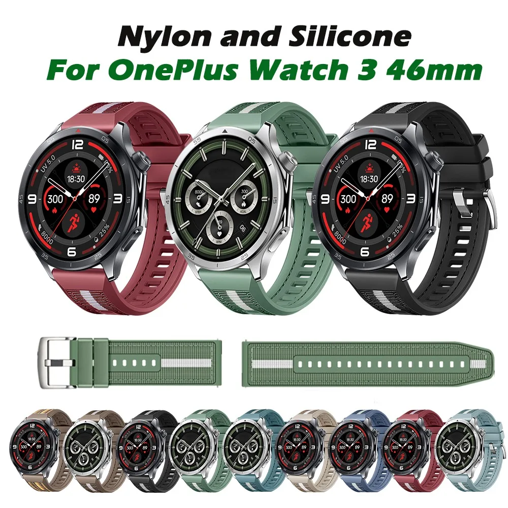 

Silicone Nylon 22mm Universal Band for OnePlus Watch 3 46mm Strap Breathable Comfortable Band for OnePlus Watch 3 46mm Strap