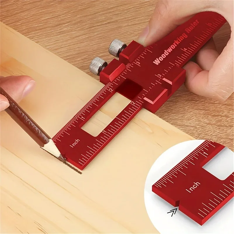 Red Carpenter's Ruler, Aluminum Alloy Positioning Ruler, Carpenter's Ruler, Angle Ruler, Multi-Function Marking Ruler