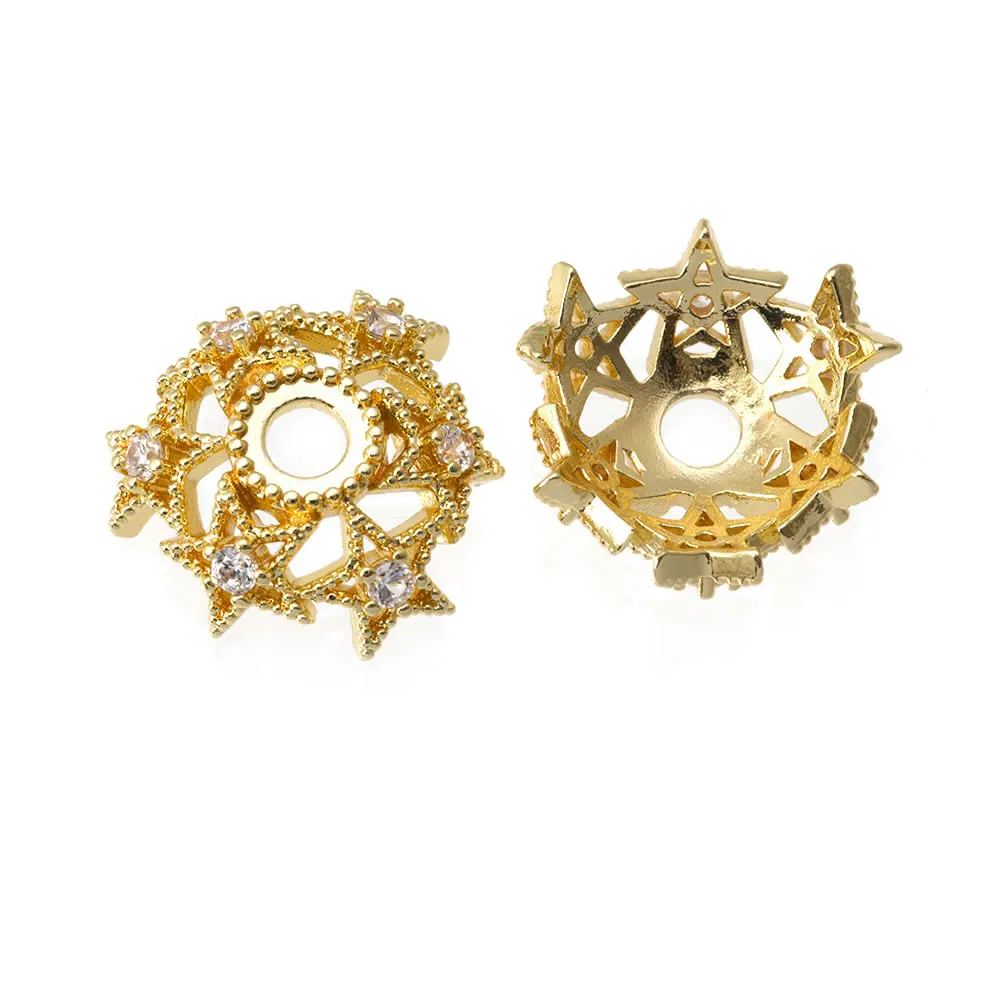 8MM 10MM 12MM 14MM 16MM 18K Gold Farbe Messing Blume Perlen Kappen Hohe Qualität Halskette Ohrringe Schmuck Zubehör – Detail 4