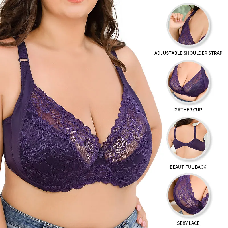 

Sexy Lace Bra Womens Plus Size Bras Top Large Bra Ultra Thin Padded Underwire Bra Fancy Underwear Sexy Women Uncensored G Cup