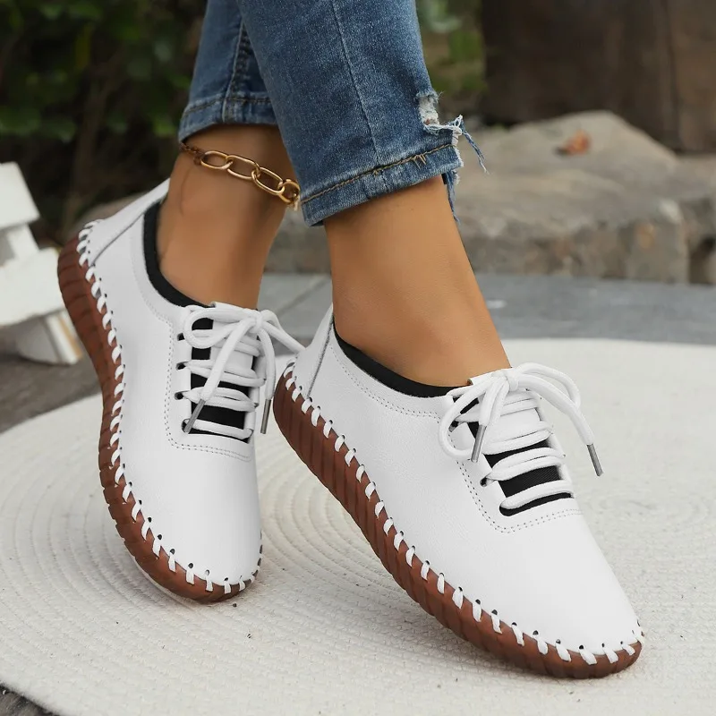 Hand-sewn Autumn Women Shoes 2024 New Casual Lace Up Women's Sneakers Light Comfortable Running Sports Shoes Zapatos De Mujer