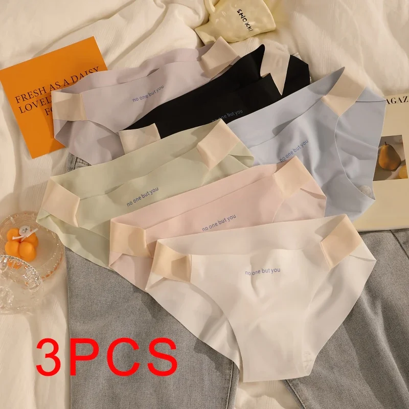Woman Fashion Lingerie 3PCS Sexy Underwear Thin Triangular Panties Ice Silk Briefs Women Underpanties Women's Female Seamless