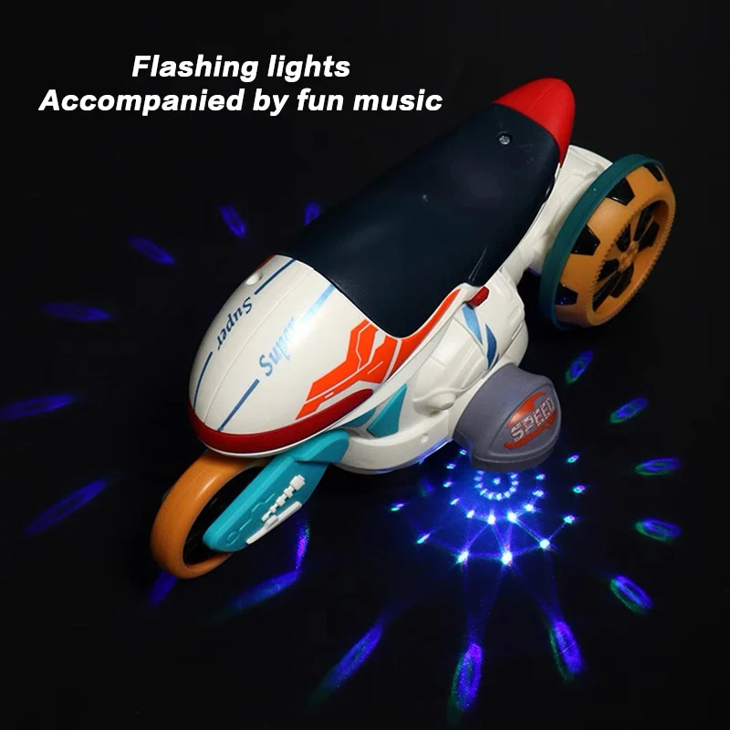 Transformable Motorcycle Electric Toy Stunt Spinning Car with Colorful Sound And Light - Fun Baby Holiday Gift