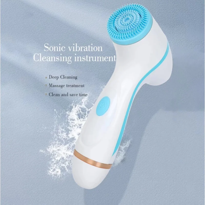 Silicone material waterproof removable 3 in 1 electric facial cleansing brush Silicone rotating face brush deep cleaning skin