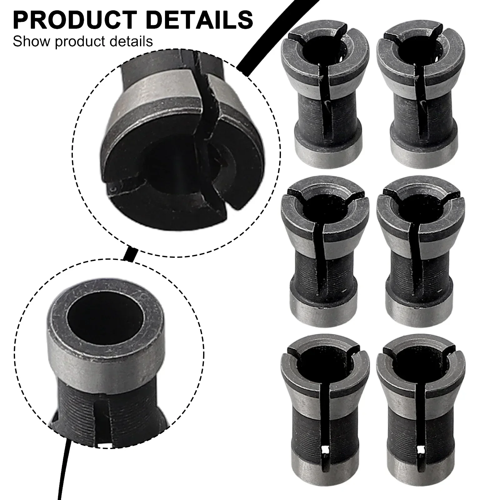 สําหรับตัดเครื่องแกะสลัก Collet Adapter Bit Collet 6 ชิ้นความสูง 20mm Router สําหรับตัดแกะสลักเครื่อง