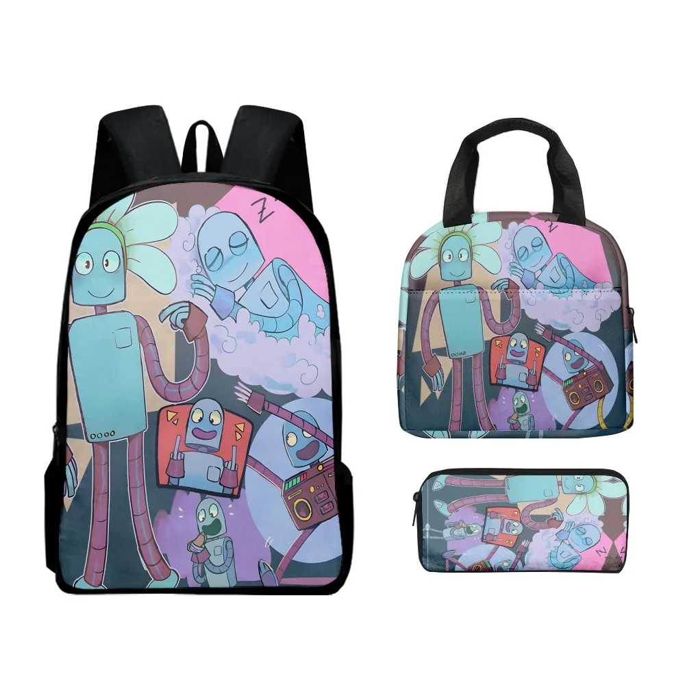 

Trendy Popular Novelty Cartoon Robot Dreams 3D Printed 3pcs/Set pupil School Bags Laptop Daypack Backpack Lunch bag Pencil Case