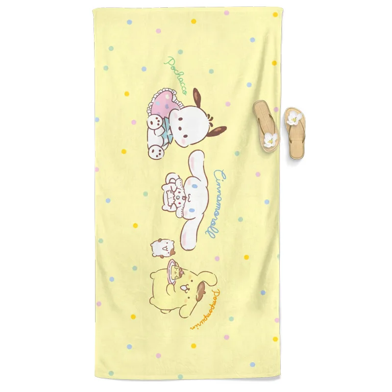 Sanrio Kawaii Olá Kitty Toalha De Praia, Absorvente de Secagem Rápida, Toalha Longa, Cotton Ins, Presente Bonito Dos Desenhos Animados, Cinnamoroll Meu Meloody