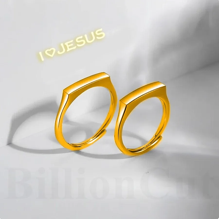 New I Love Jesus 925 Sterling Silver Jewelry Projection Adjustable Ring Reflecting Ring for Couple Meaningful Gift