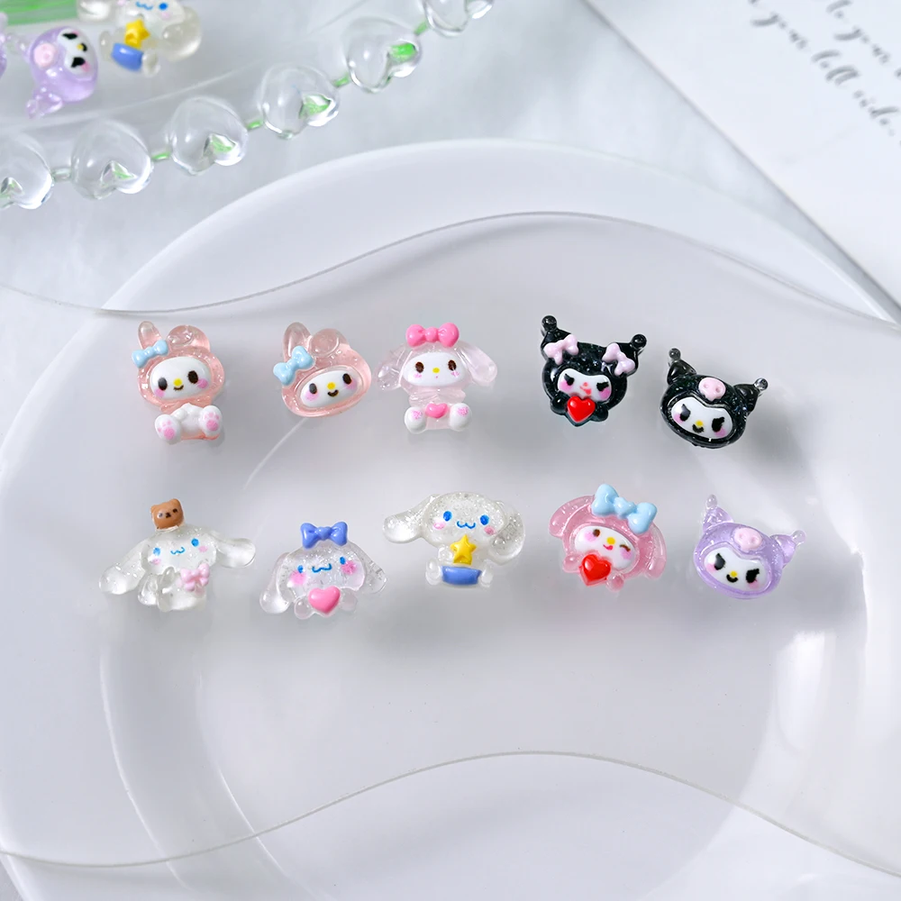20 pezzi Cartoon My Melody Charms per unghie 3D Kawaii Resina Kuromi Cinnamoroll Pochacco Nail Art Strass Decorazione manicure fai da te