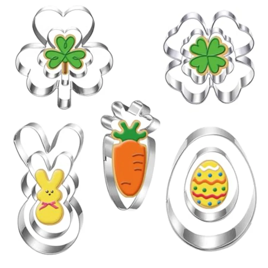 

Набор резцов Святого Патрика и Пасхального Эма, 9 предметов, можно мыть в посудомоечной машине, 4-листный клевер, резак от яйца и моркови-Ce для весны Ea