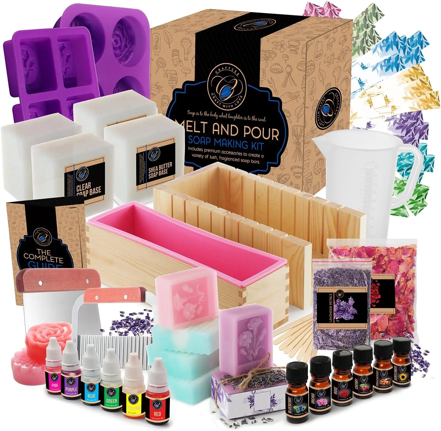 

Premium Deluxe Soap Making Kit - All-in-One DIY Supplies with Soap Base, Molds, Fragrances & More for Homemade Crafts