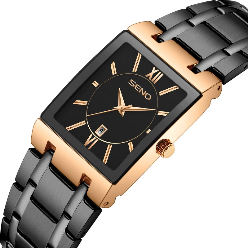 Trendy Square Quartz Watches Fashion Couple Watch For Men And Women Seno Luxury Watch In Stock