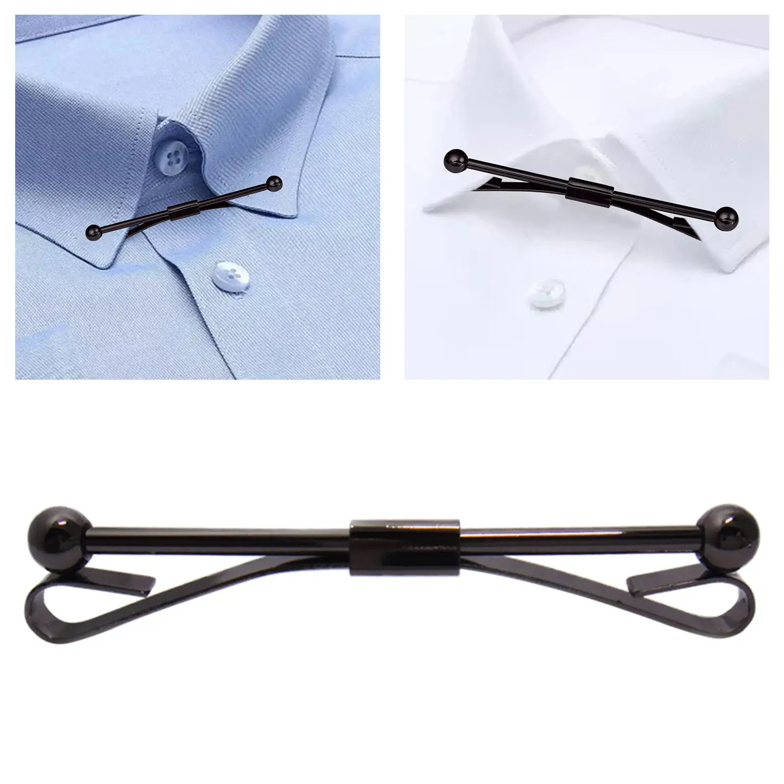 Men\'s Tie Clips Tie Collar Bar Pin Cravat Pin Black Shirt Collar Clip for Gentlemen Shirt Suit Necktie Wedding Business