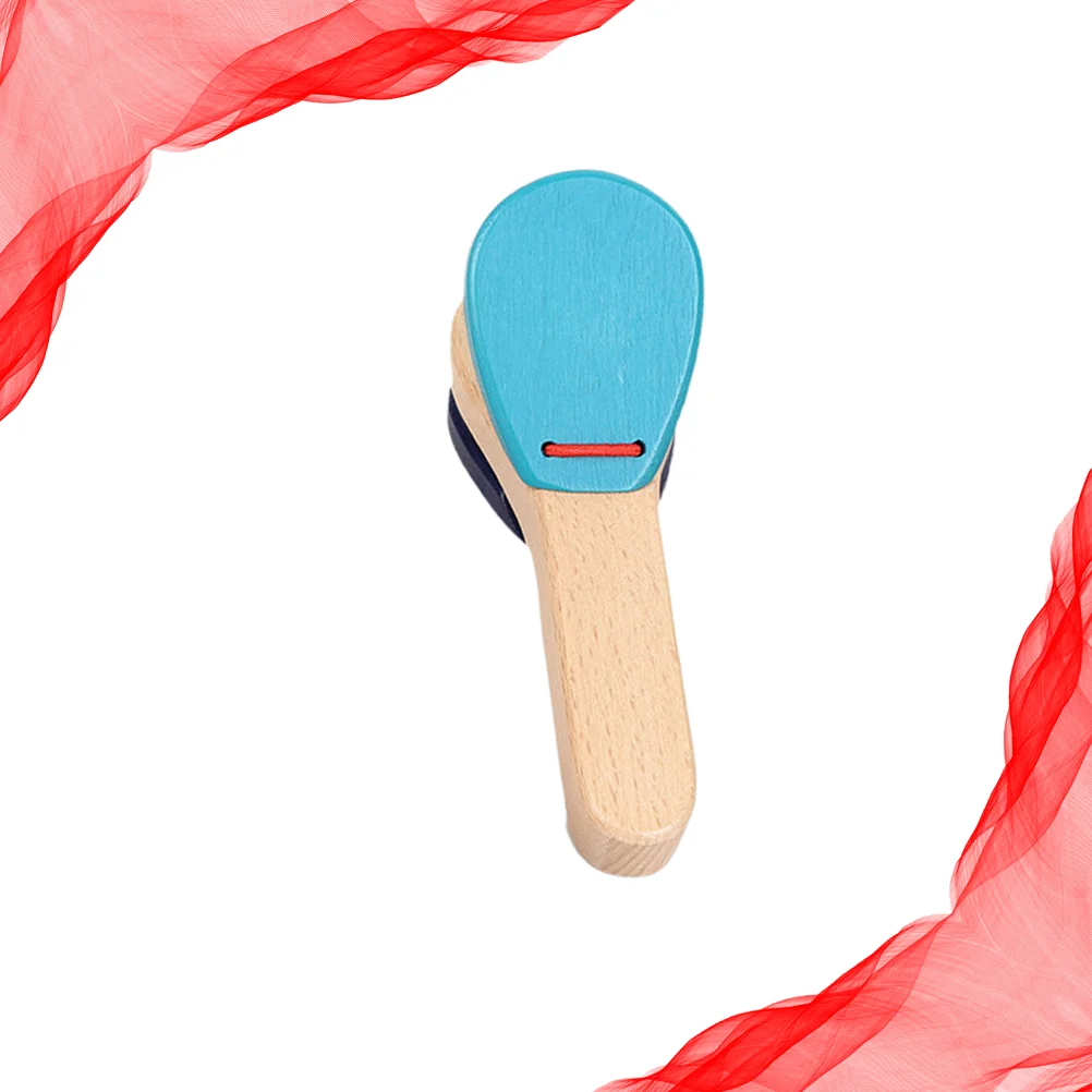 Toy Wooden Castanets Musical Instrument Toys Percussion Instruments Blue Hand Clappers Child