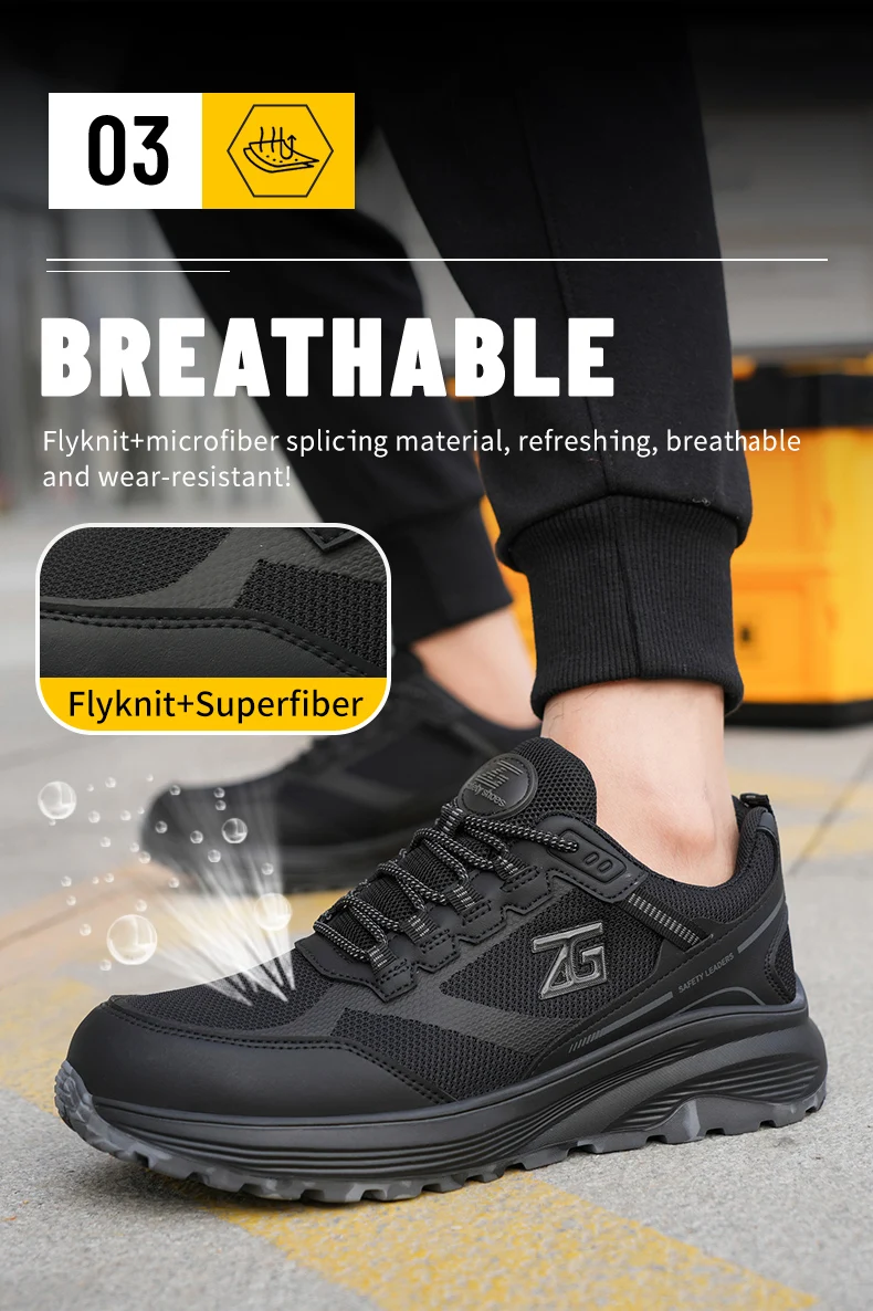 High-quality Work Sneakers For Men Safety Shoes European Standards Protective Shoes Puncture-Proof Steel Toe Shoes Work Boots