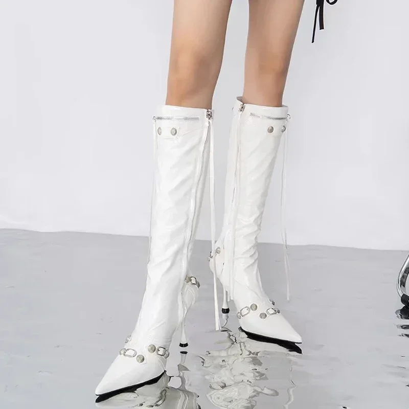 Women Sexy Boots Pointed Toe High Heels Shoes Autumn New Fashion Stilettos Designer Knee High Mujer Chelsea Boots Pumps - view 5
